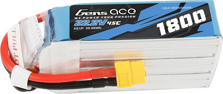 Gens ace 1800mAh 22.2V 45C 6S1P Lipo Battery Pack