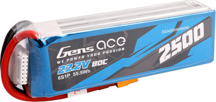 Gens ace 2500mAh 22,2V 80C 6S1P Lipo Battery Pack s konektorem XT60