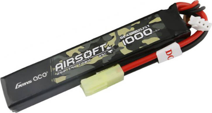 Gens ace 25C 1000mAh 2S1P 7,4V Airsoft Gun Lipo baterie s mini Tamiya konektorem