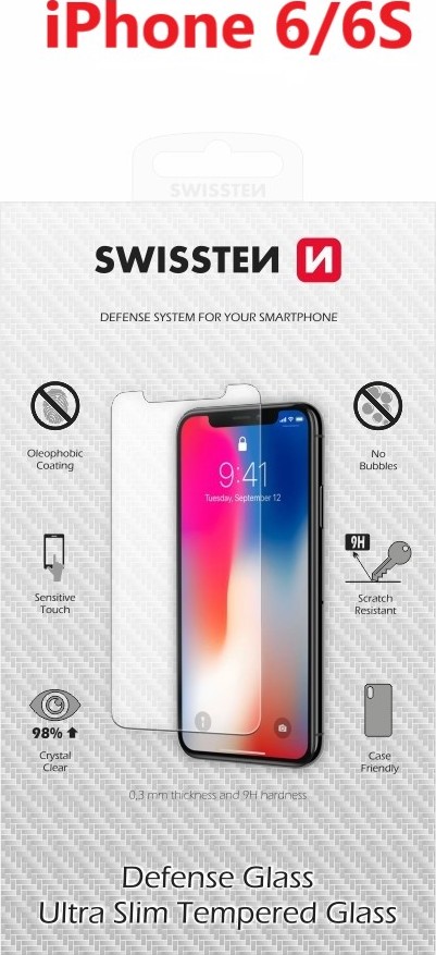 OCHRANNÉ TEMPEROVANÉ SKLO SWISSTEN APPLE IPHONE 6/6S RE 2,5D PŘEDNÍ + ZADNÍ