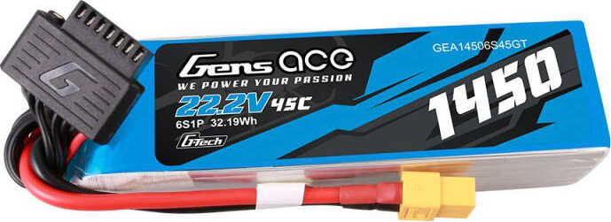 Gens Ace G-Tech 1450mAh 22,2V 45C 6S1P Lipo Battery Pack s konektorem XT60