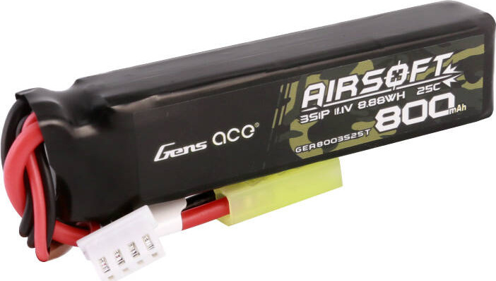 Gens Ace Lipo 800MAH 11.1V 25C 3S1P Airsoft Gun Lipo baterie s mini Tamiya konektorem
