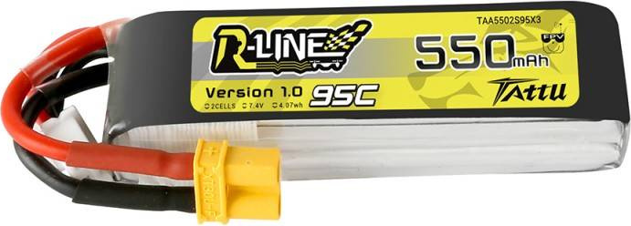 Baterie Tattu R-Line 550mAh 7,4V 95C 2S1P XT30
