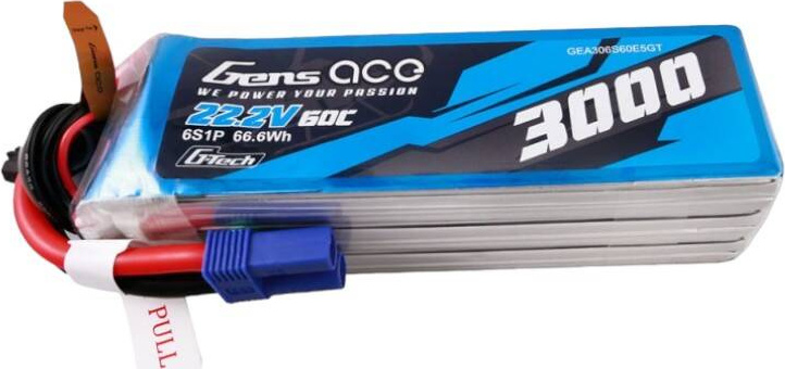 Gens ace G-Tech 3000mAh 22,2V 60C 6S1P Lipo Battery Pack s EC5 konektorem