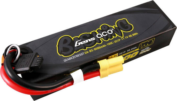 Gens ace G-Tech 8000mAh 11.1V 100C 3S1P Lipo Battery Pack s EC5-Bashing Series