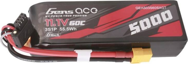 Gens ace G-Tech 5000mAh 11.1V 60C 3S1P Short-Size Lipo s konektorem XT60