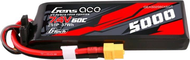 Gens ace G-Tech 5000mAh 7,4V 60C 2S1P Lipo pouzdro z PC materiálu s XT60 konektorem