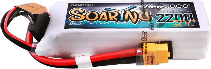 Gens ace G-Tech Soaring 2200mAh 14.8V 30C 4S1P Lipo Battery Pack with XT60 plug