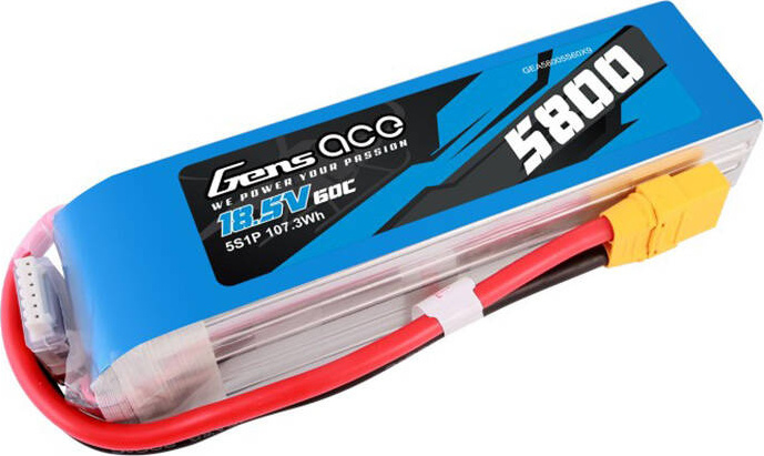 Gens ace 5800mAh 60C 18,5V 5S1P Lipo Battery Pack s konektorem XT90