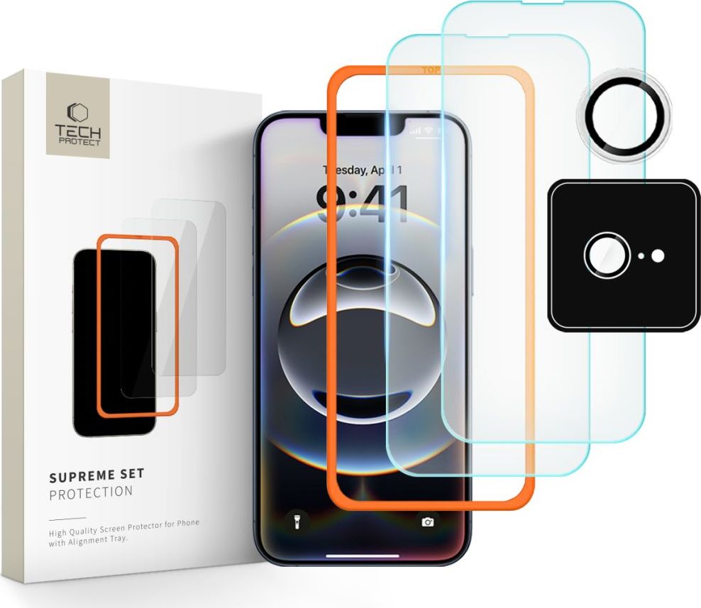 Tvrzené sklo TECH-PROTECT SUPREME EASY SET+ 3-PACK IPHONE 16E CLEAR