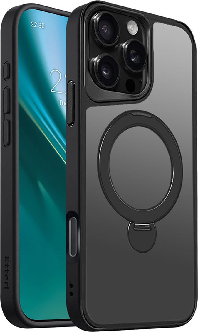 Etteri Matt Mag Ring case for iPhone 16 Pro Max 6,9" black