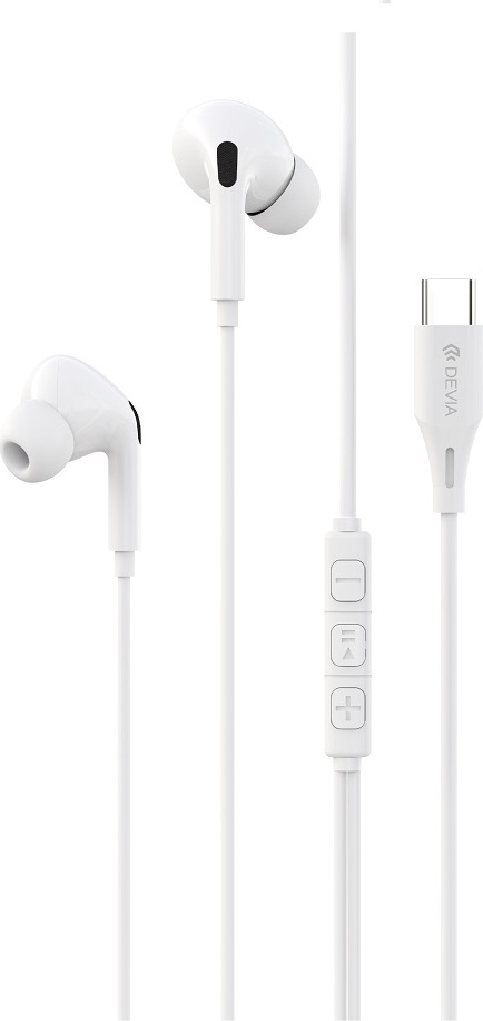 Devia drátová sluchátka Kintone A2 Digital USB-C bílá