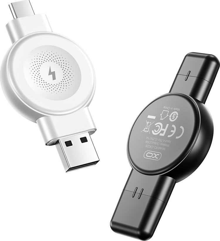 XO wireless inductive watch charger QI CX026 USB+USB-C 2,5W white
