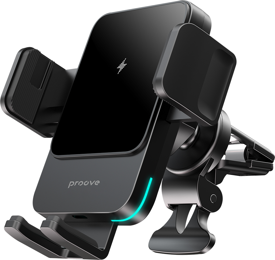 Bezdrátový nabíjecí držák do auta Proove Sonic 15W kovově šedý