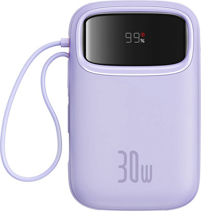 Baseus QPow 2 30W 10000mAh Power Bank with Built-in USB-C Cables - Purple