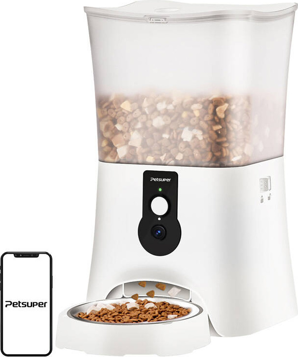 Chytrý dávkovač krmiva s kamerou Petsuper PF01-2 WiFi 5L (bílý)
