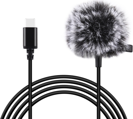 Klopový jack mikrofon s klipem 1,5m USB-C Puluz PU425