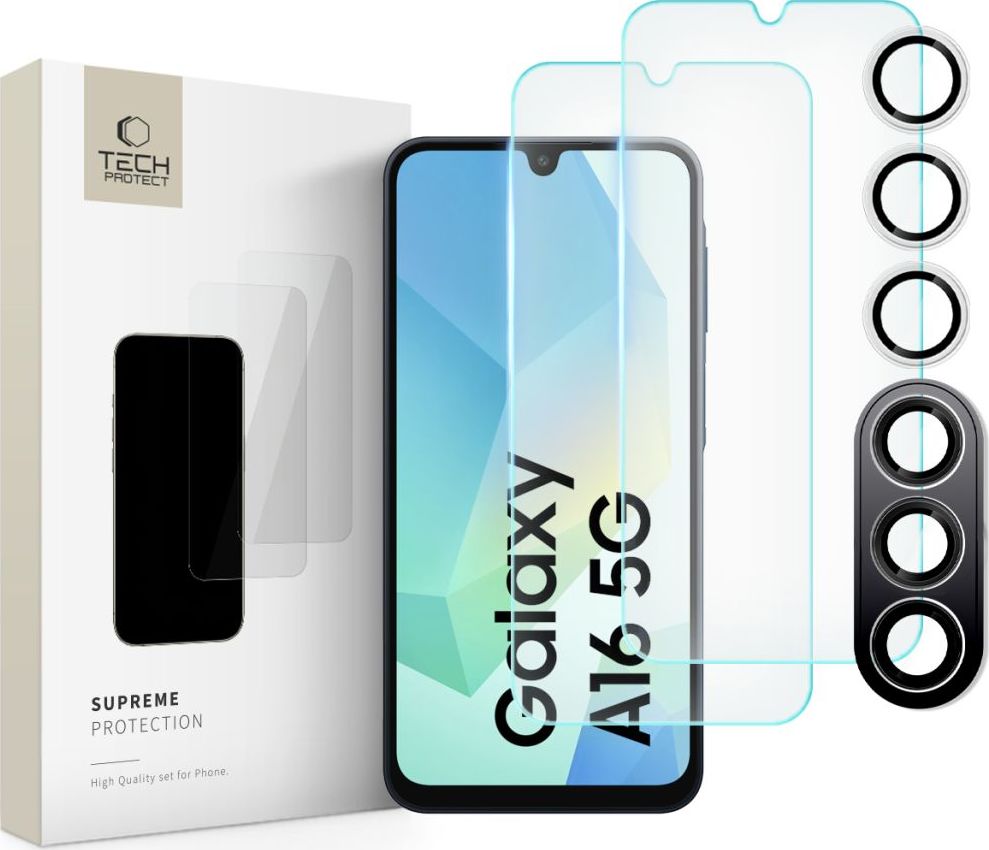 Tvrzené sklo TECH-PROTECT SUPREME SET 3-PACK GALAXY A16 4G / 5G CLEAR