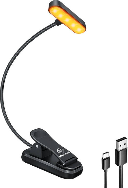 Wireless lamp Glocusent ET-Head GLCSNTA1801 clip-on book light, USB-C 650mAh timer Black