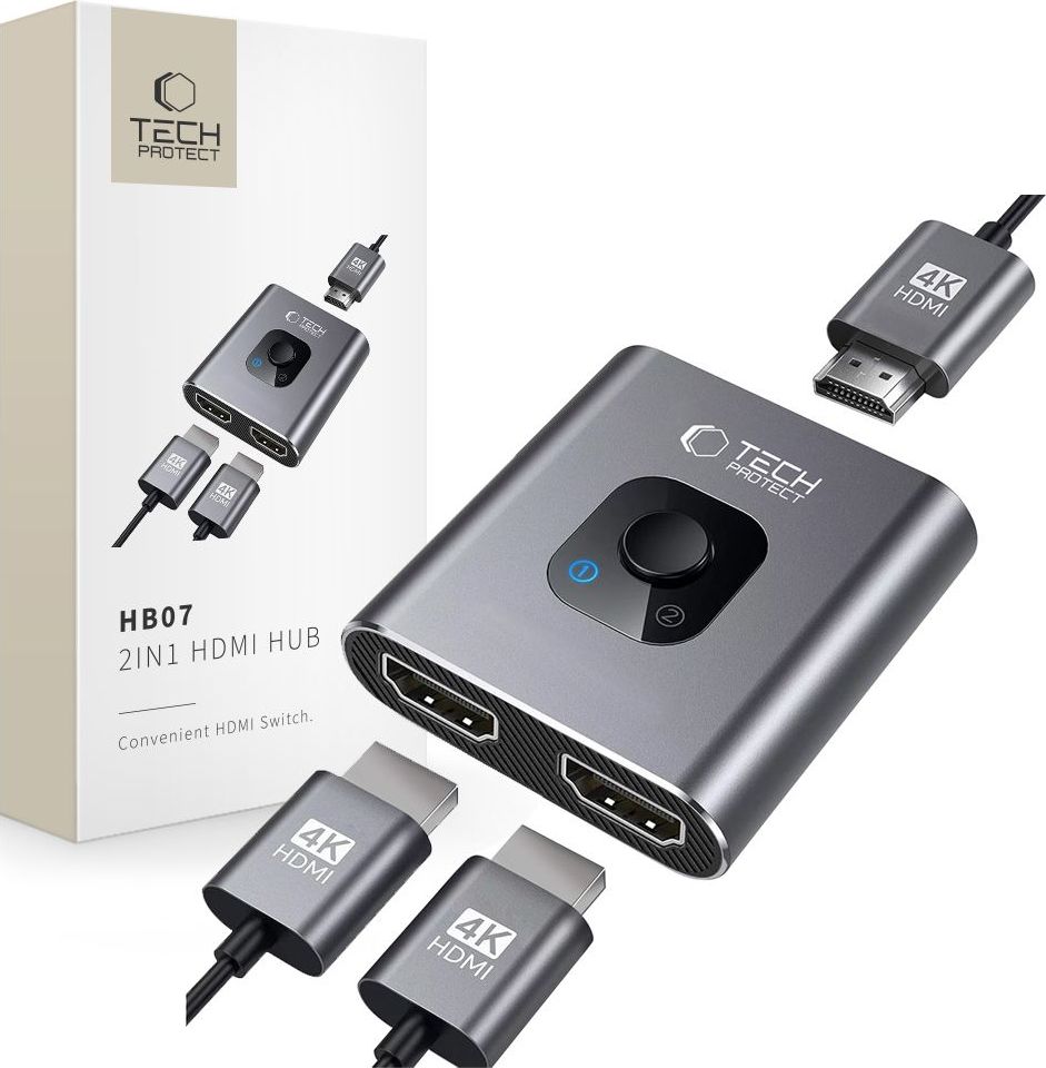 TECH-PROTECT HB07 HUB ADAPTER 2IN1 HDMI 4K 60HZ SPACE GREY