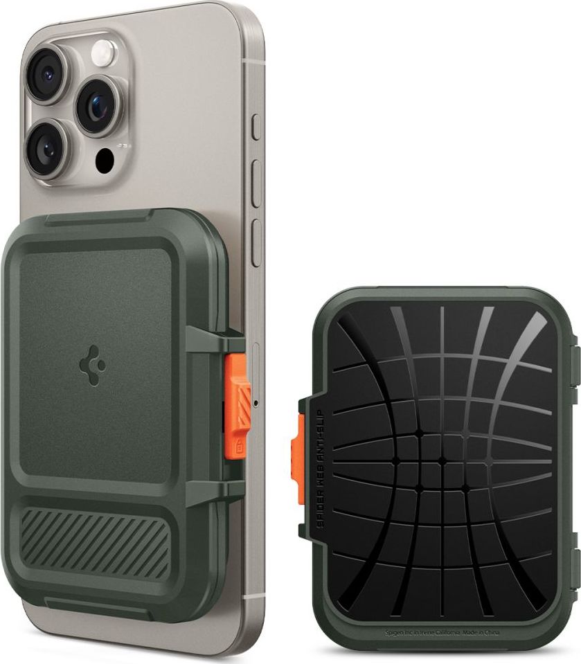 SPIGEN LOCK FIT MAGSAFE UNIVERSAL MAGNETIC CARD HOLDER MILITARY GREEN