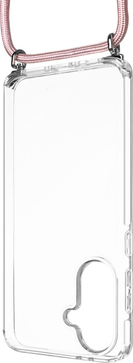 Pouzdro FIXED Pure Neck s odnímatelnou růžovou šňůrkou na krk pro Samsung Galaxy A36 5G/A56 5G