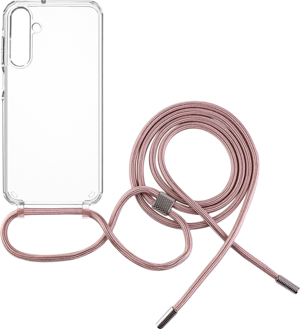 Pouzdro FIXED Pure Neck s růžovou šňůrkou na krk pro Samsung Galaxy A25 5G