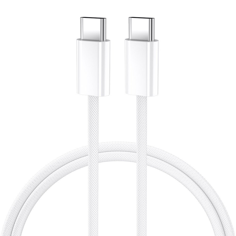 Prémiový textilní datový USB-C kabel Clearo s konektorem USB-C, 1m, bílý