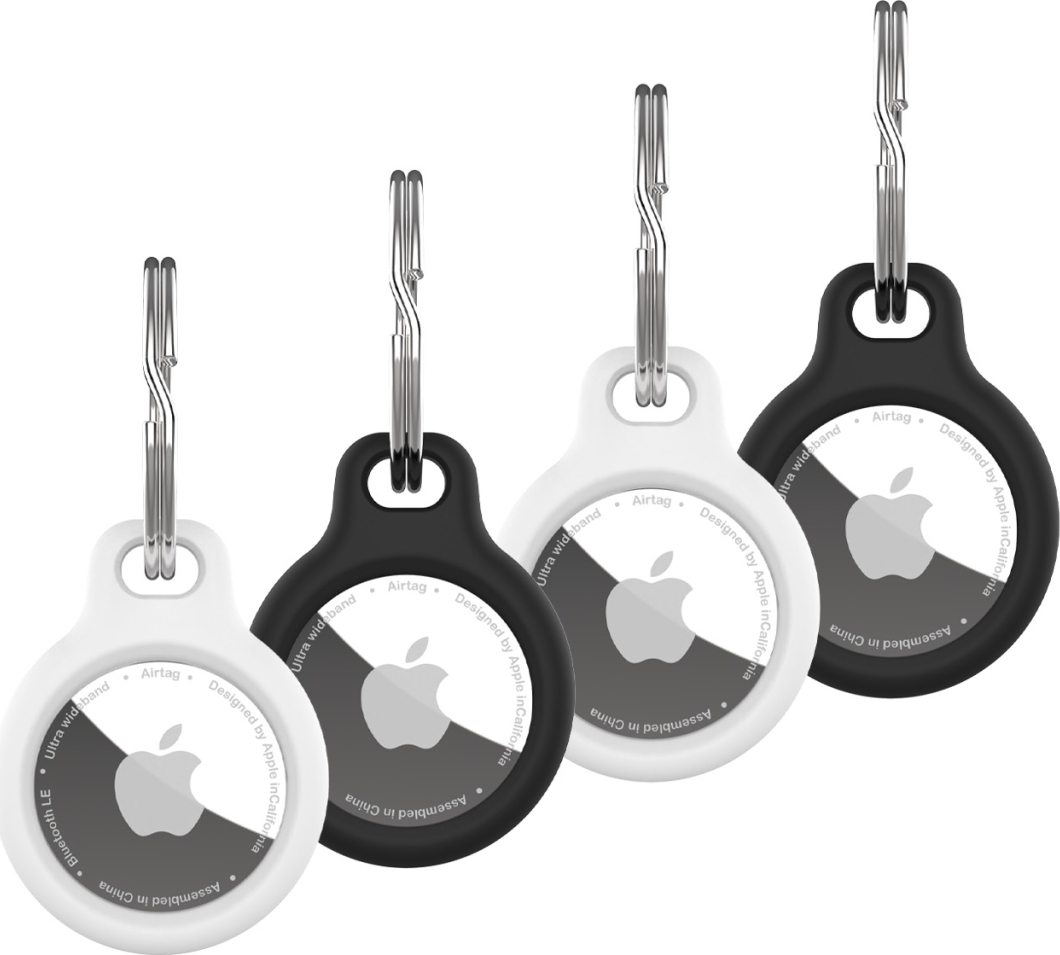 Silikonové pouzdro FIXED Silky pro Apple AirTag 4ks, 2x černé + 2x bílé