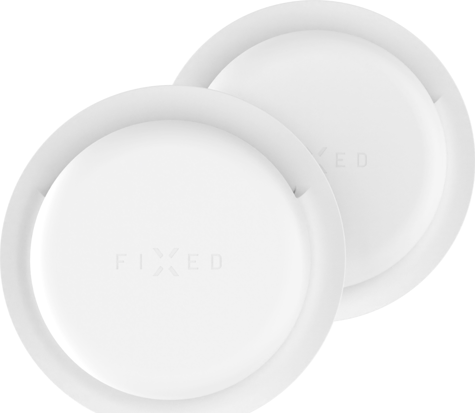 Silikonové nalepovací pouzdro FIXED Silky Sticker pro Apple AirTag, double pack, bílé