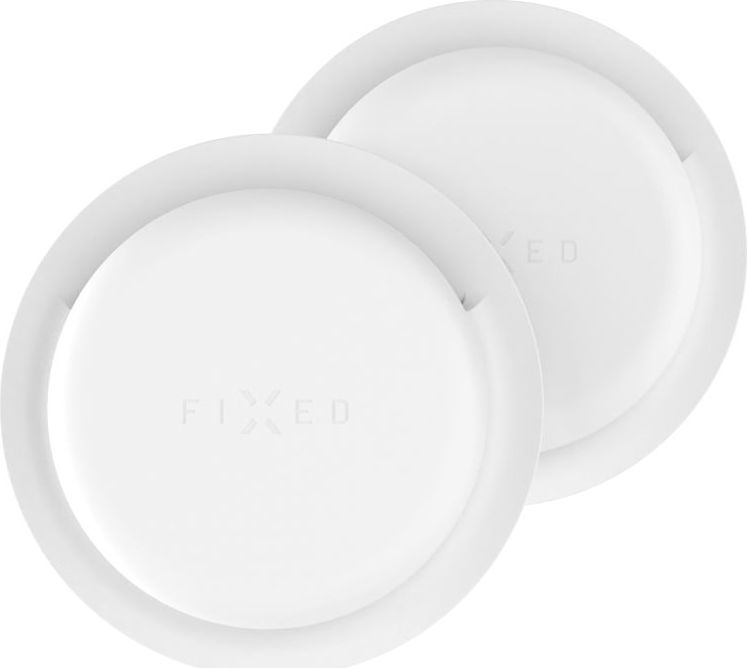 Silikonové nalepovací pouzdro FIXED Silky Sticker pro Apple AirTag, double pack, bílé