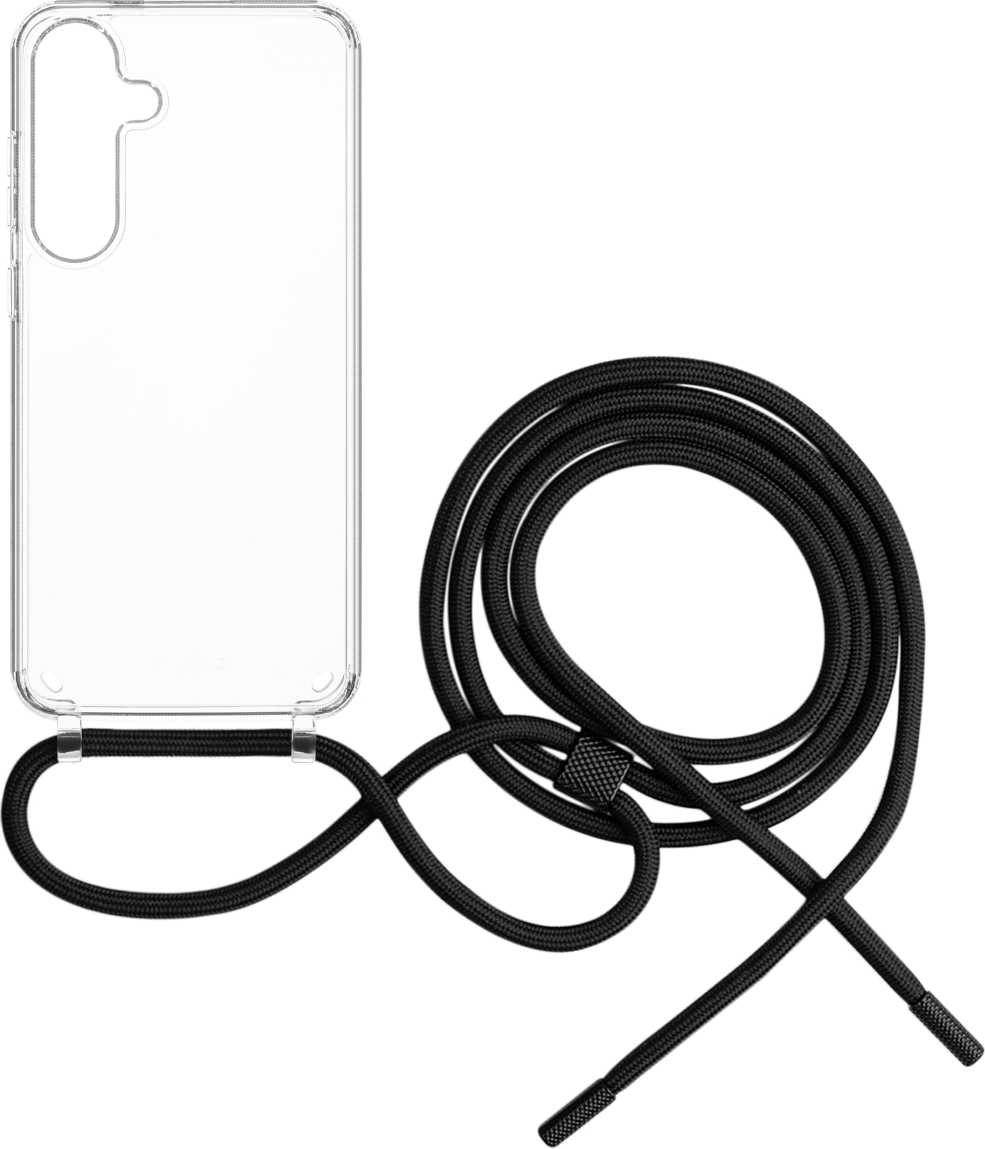 Zadní kryt FIXED Pure Neck s černou šňůrkou na krk pro Samsung Galaxy S25+