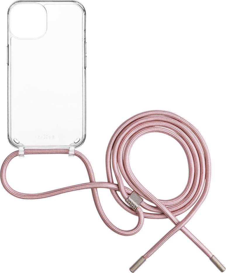Zadní kryt FIXED Pure Neck s růžovou šňůrkou na krk pro Samsung Galaxy S25+