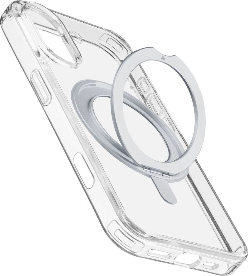 Zadní čirý kryt Cellularline Spin Mag se skládacím stojánkem a podporou MagSafe pro Apple iPhone 16