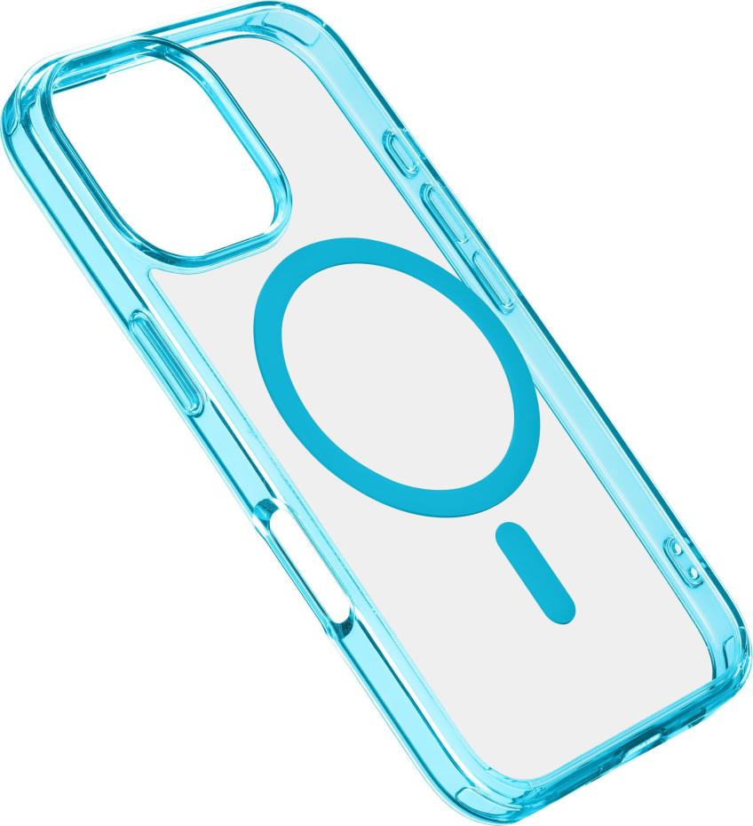 Zadní kryt Cellularline Iconic Mag s podporou Magsafe pro Apple iPhone 16 Pro, čirý / světle modrý