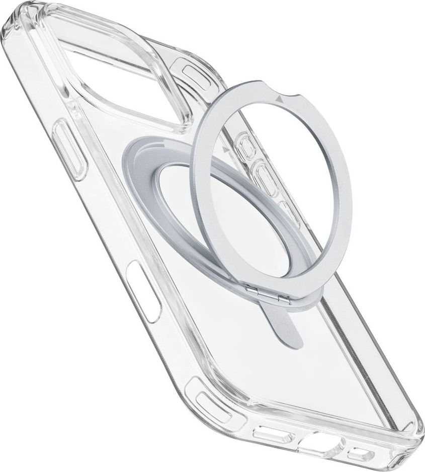 Zadní čirý kryt Cellularline Spin Mag se skládacím stojánkem a podporou MagSafe pro Apple iPhone 16 Pro