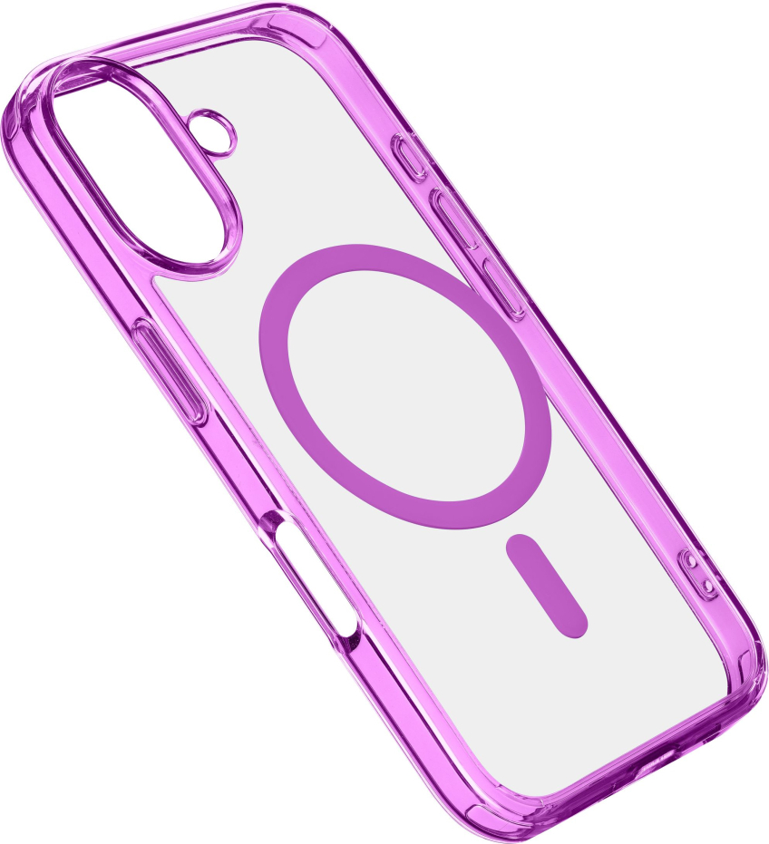 Zadní kryt Cellularline Iconic Mag s podporou Magsafe pro Apple iPhone 16 Plus, čirý / růžový