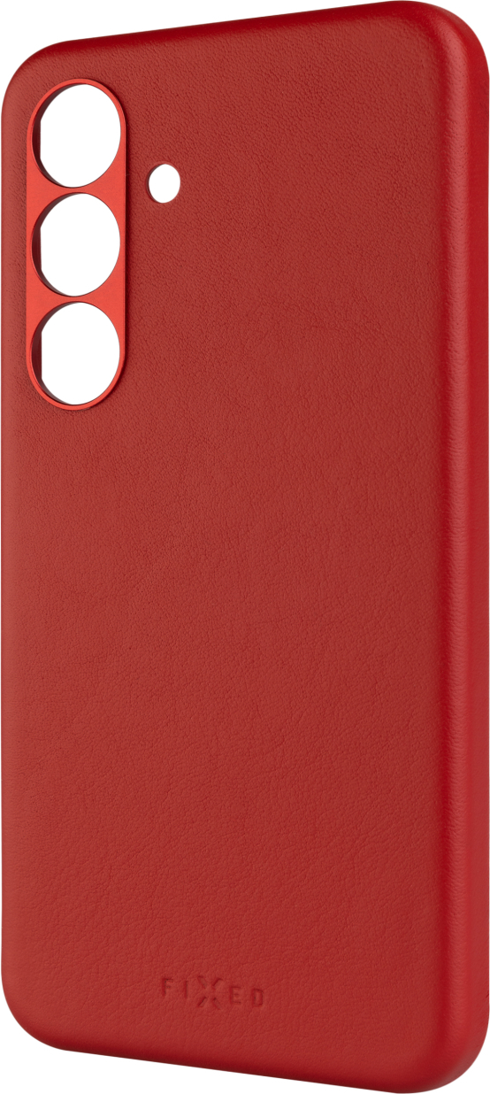 Kožený zadní kryt FIXED MagLeather s podporou MagSafe pro Samsung Galaxy S25, červený