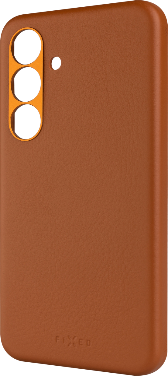 Kožený zadní kryt FIXED MagLeather s podporou MagSafe pro Samsung Galaxy S25, hnědý