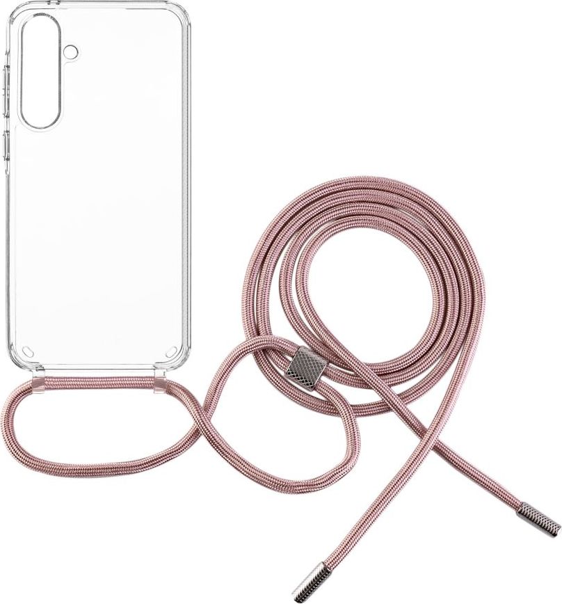 Pouzdro FIXED Pure Neck s růžovou šňůrkou na krk pro Samsung Galaxy A35 5G
