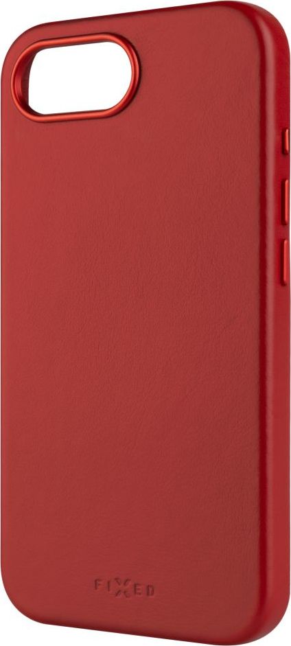 Kožený zadní kryt FIXED MagLeather s podporou MagSafe pro Apple iPhone 16e, červený