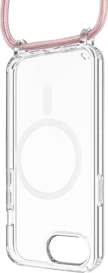 Pouzdro FIXED MagPure Neck s růžovou šňůrkou na krk pro Apple iPhone 16e