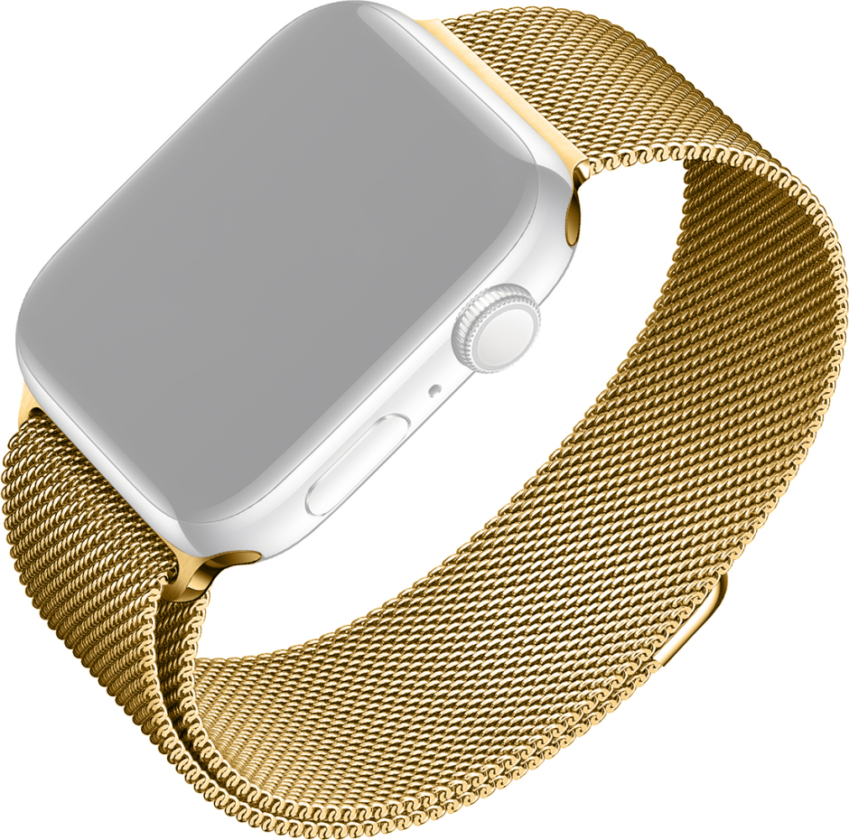 Síťovaný nerezový řemínek FIXED Mesh Strap pro Apple Watch 42/44/45/46/49mm, zlatý