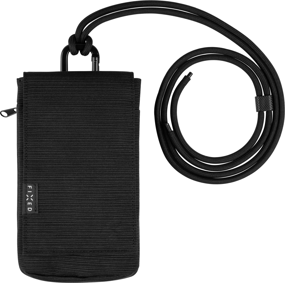 Taštička přes rameno s kapsou FIXED Camino Case pro mobilní telefony do 7", černá