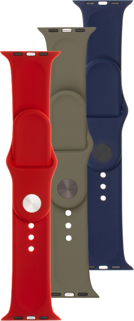 3x set silikonových řemínků FIXED Silicone Strap pro Apple Watch 42/44/45/46/49mm v různých barvách, variace 3