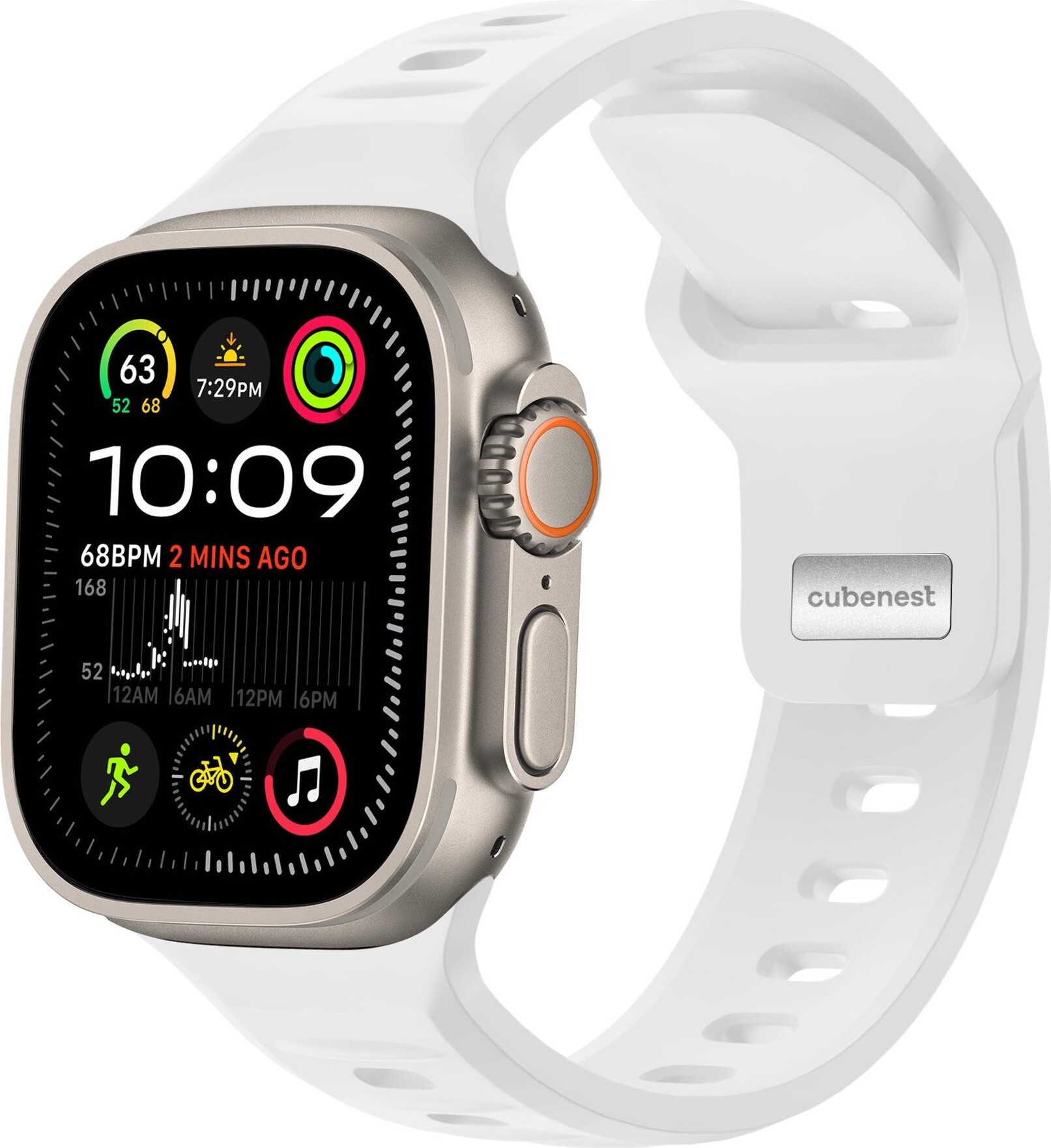 Cubenest Prémiový sportovní řemínek na Apple Watch 42 / 44 / 45 / 46 / Ultra 49mm bílý