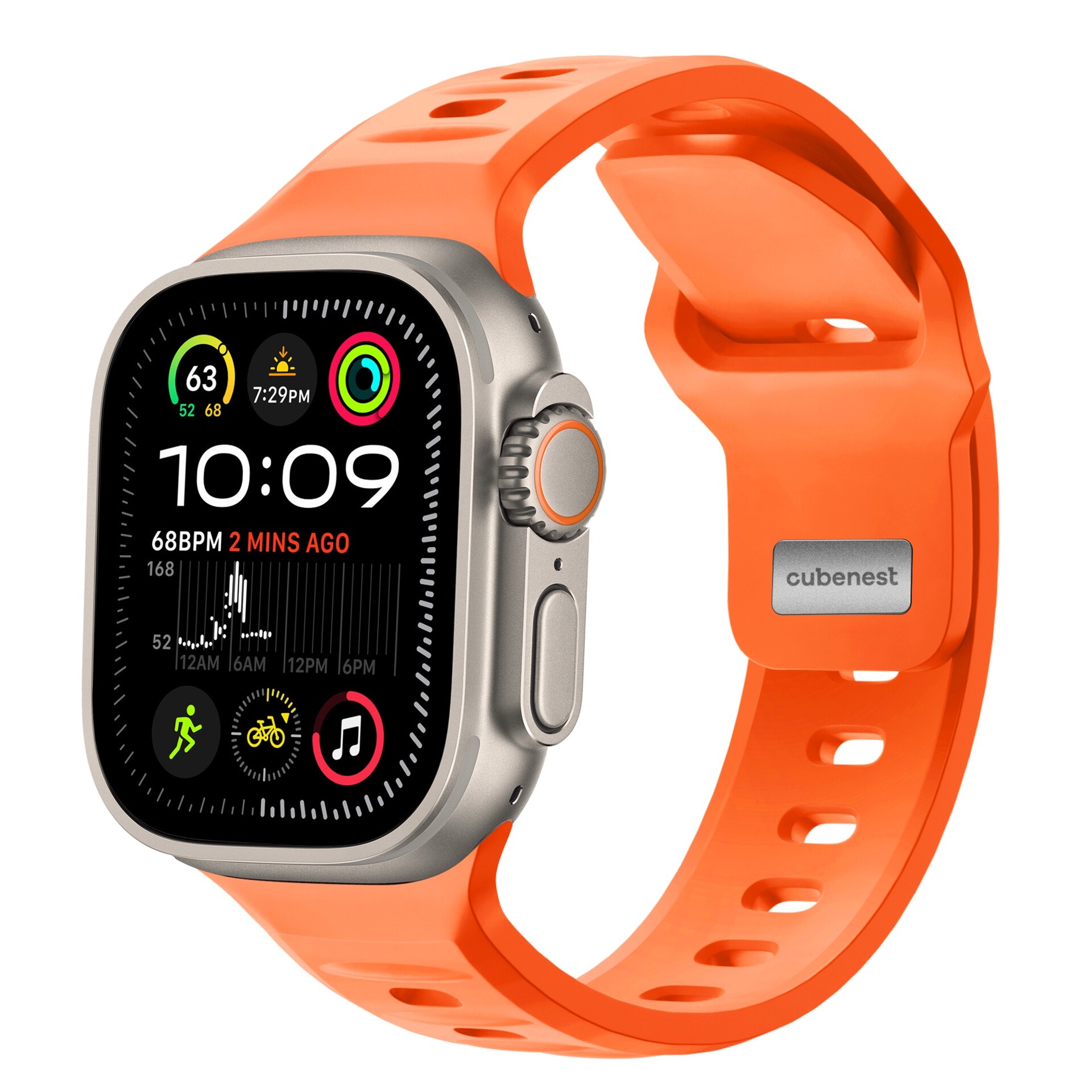 Cubenest Prémiový sportovní řemínek na Apple Watch 42 / 44 / 45 / 46 / Ultra 49mm oranžový