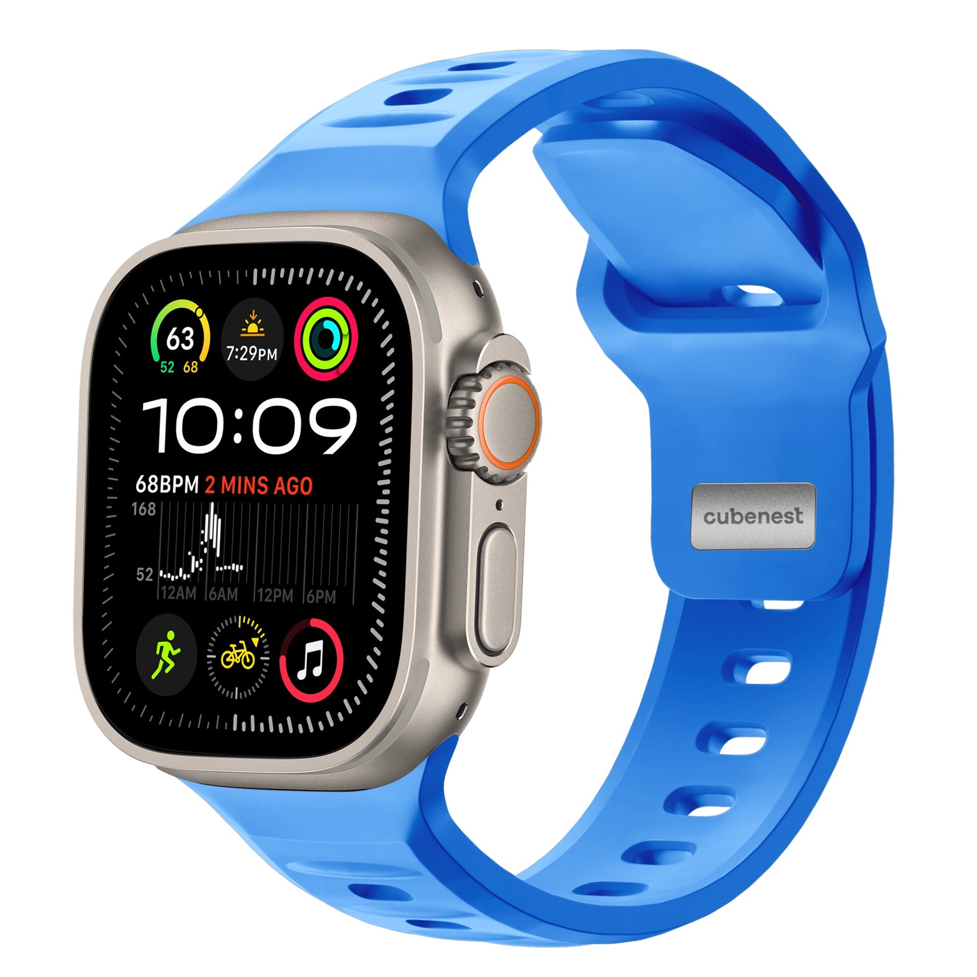 Cubenest Prémiový sportovní řemínek na Apple Watch 42 / 44 / 45 / 46 / Ultra 49mm modrý