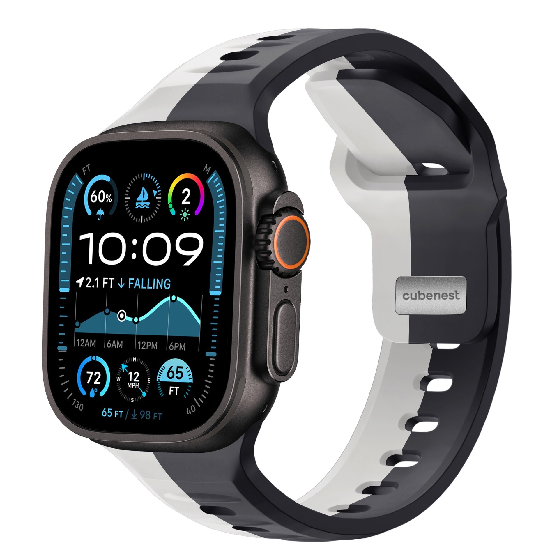 Cubenest Prémiový sportovní řemínek na Apple Watch černo-šedý