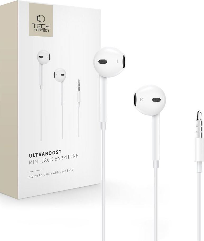 TECH-PROTECT ULTRABOOST MINI JACK EARPHONE CORE WHITE